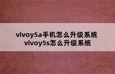 vivoy5a手机怎么升级系统 vivoy5s怎么升级系统